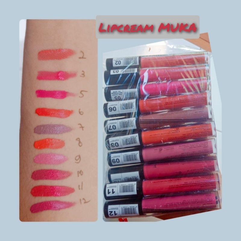 12 PCS LIPCREAM MATTE MUKKA KOSMETIK