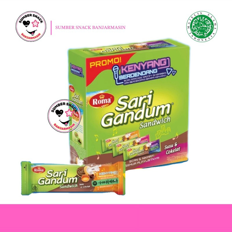 

Roma Sari Gandum Sandwich Susu & Cokelat (1 Box/12 pcs) (234g)
