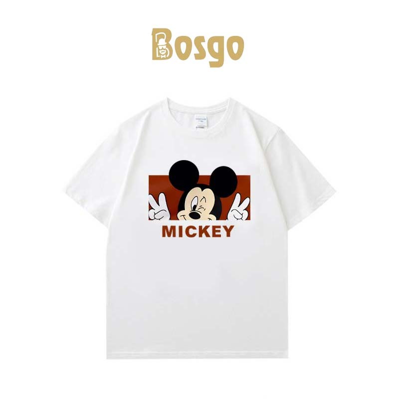 Bosgo Mickey Print T-shirt Oversize Korean Style T-shirt Baju Oversize Distro Kaos Pria Wanita