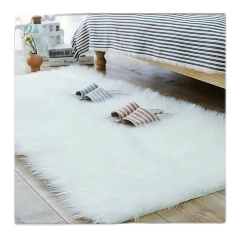 Karpet bulu kain bulu korea putih 100x150