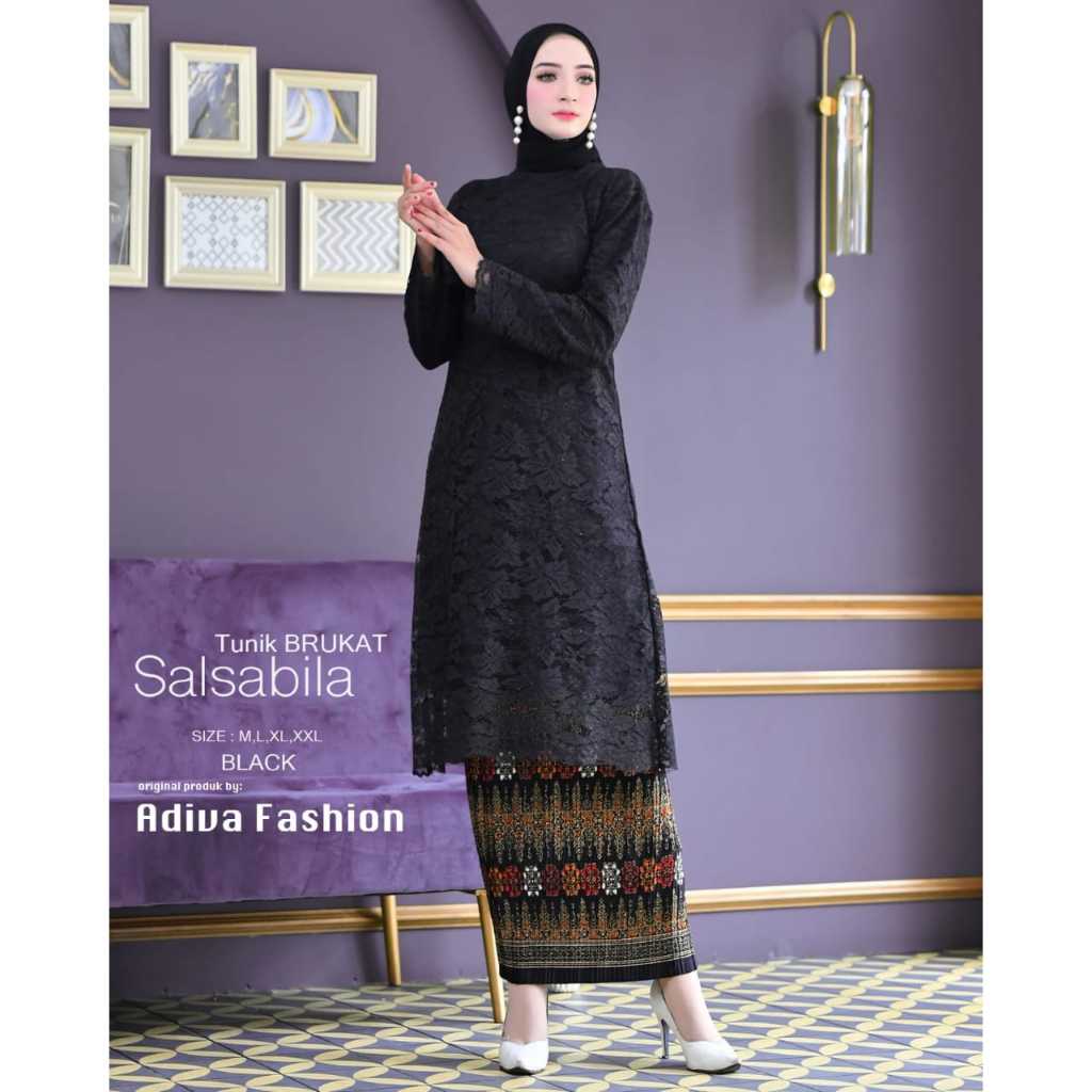 New Adinda SETELAN KEBAYA TUNIK BRUKAT / Kebaya Brukat Tunik Modern /  kebaya brokat baju kurung / K