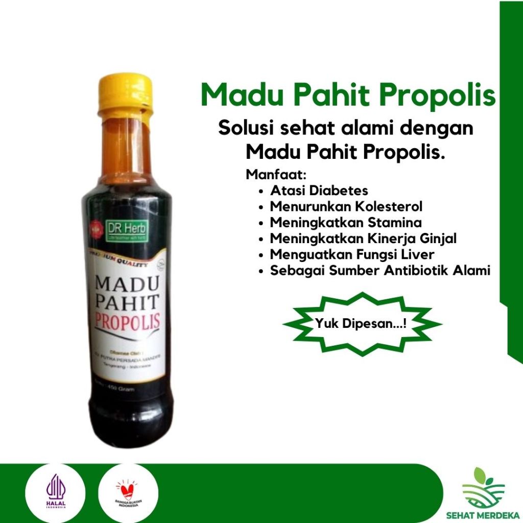 Madu Hitam Propolis Asli Madu Pahit DR Herb Premium Mengatasi Kolesterol Gula Darah Asam Urat Hipert