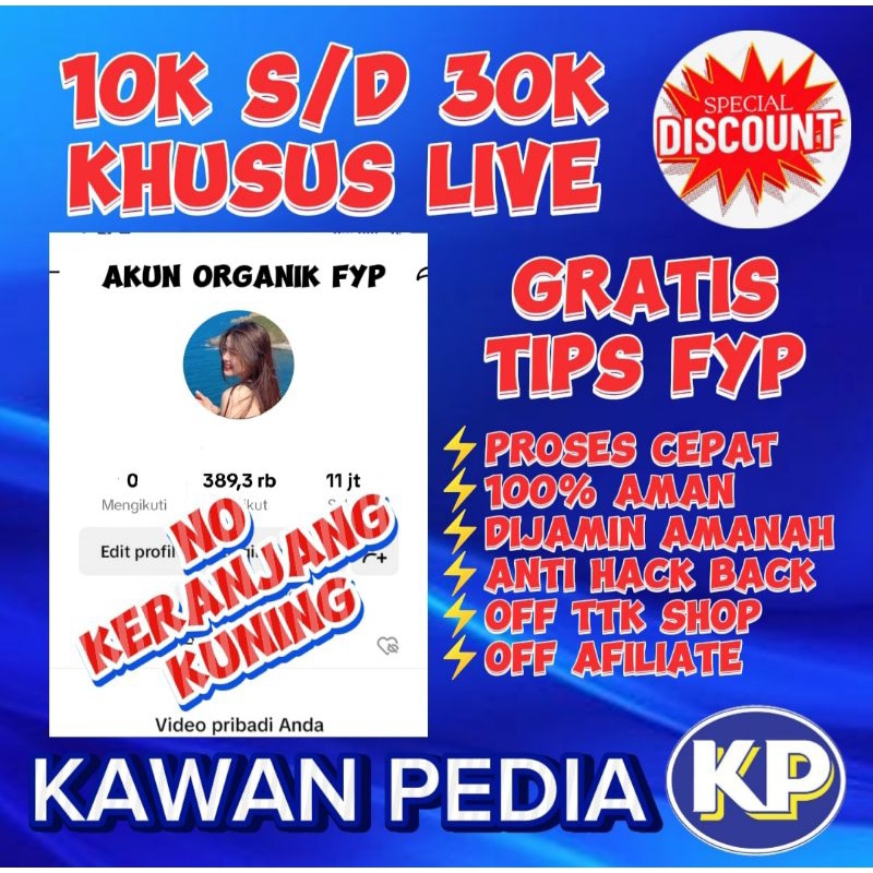 Jual Akun Tiktok Bisa Live 10K s/d 30K Real Followers Indonesia Hasil FYP | Off Tiktok Shop Afiliate