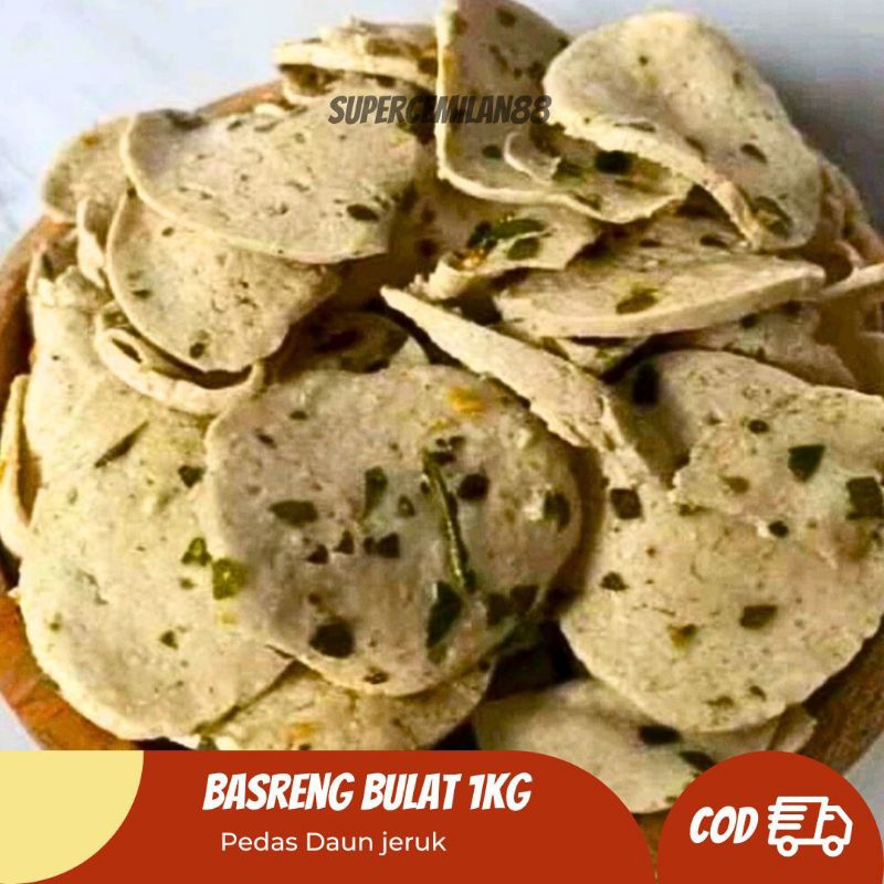 

Basreng bulat pedas daun jeruk 1kg Rasa original