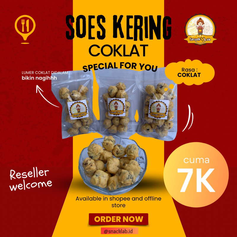 

Sus/Soes Kering isi Coklat 100gr - Snack Camilan manis kue Sus/Soes Coklat Mini kuloan