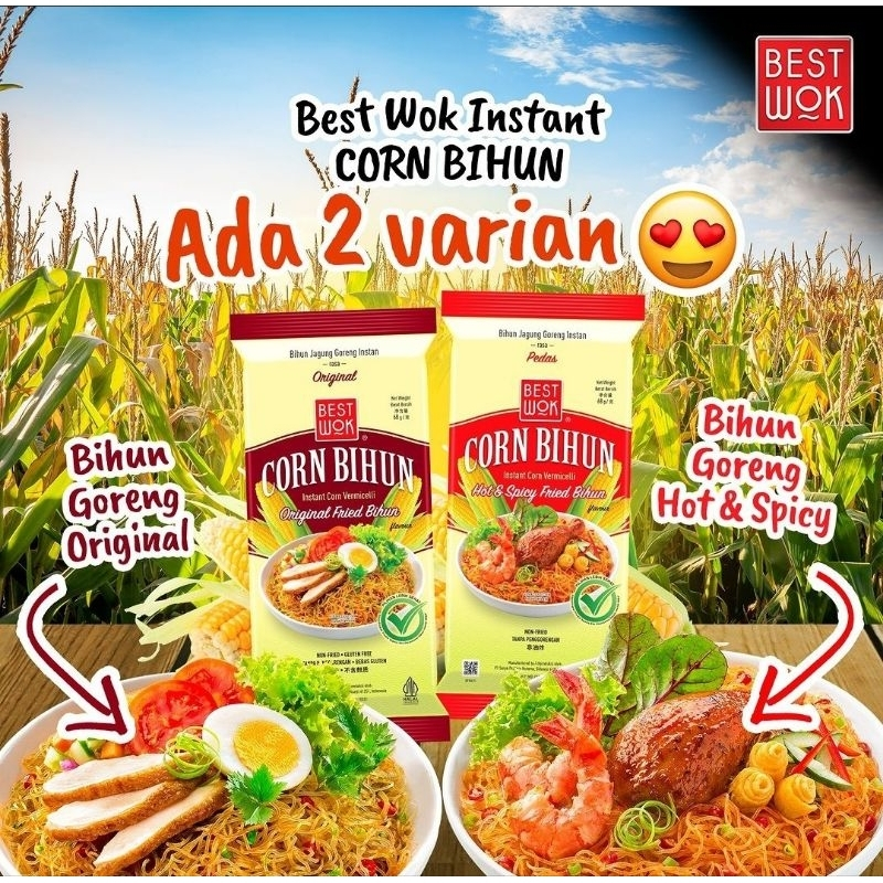 

Bihun Jagung / Corn Noodle Instant Vermicelli Best Wok Goreng Original Fried & Chicken Onion Kuah 68 Gram - Bihun Kuah