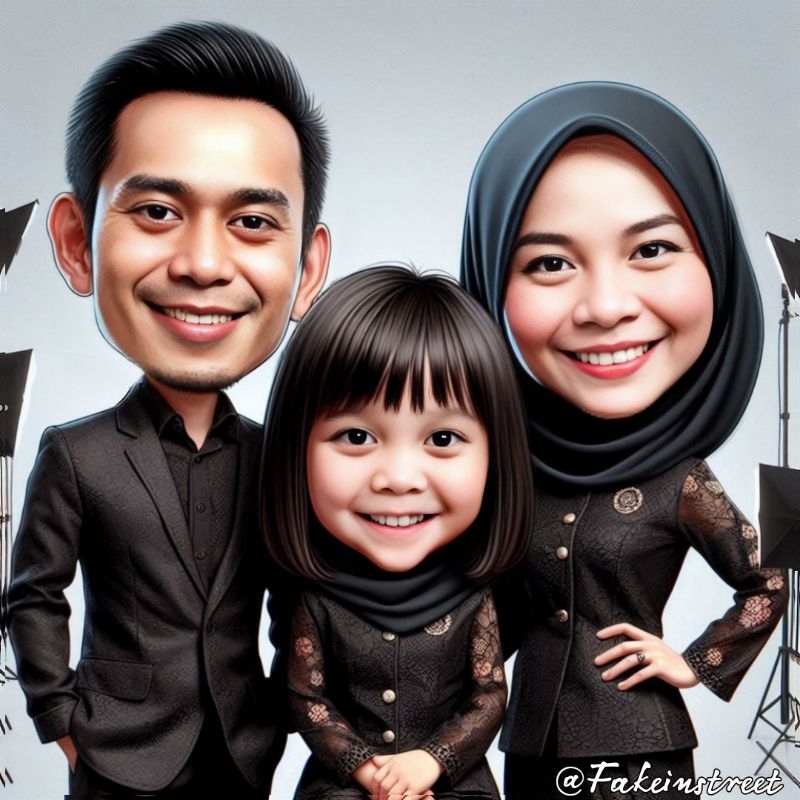 JADA EDIT FOTO KARIKATUR 3 KELUARGA