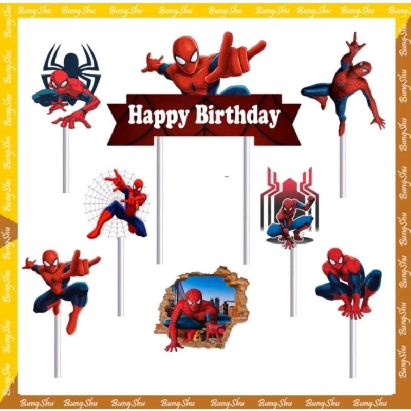 topper spiderman,topper cake, topper happy birthday spiderman,topper karakter spiderman