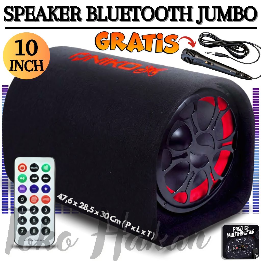 Speaker Bluetooth NIKO GL10 Extra Bass | Speaker 10 Inch Bisa Di Sambung Ke Aki Speker Aktif BONUS M