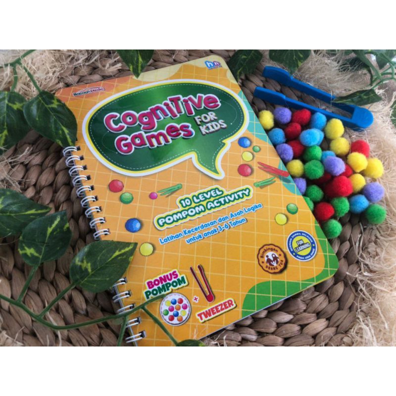 Cognitive Games For Kids - Buku Asah Otak Anak Bermain Pompom dan Tweezer Dasar Coding Untuk Anak