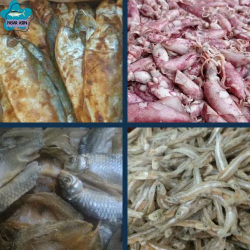 

Paket Hemat Ikan Asin 5 Ribuan / Tawes / Peda Merah / Selar / Teri / Rebon / Dendeng