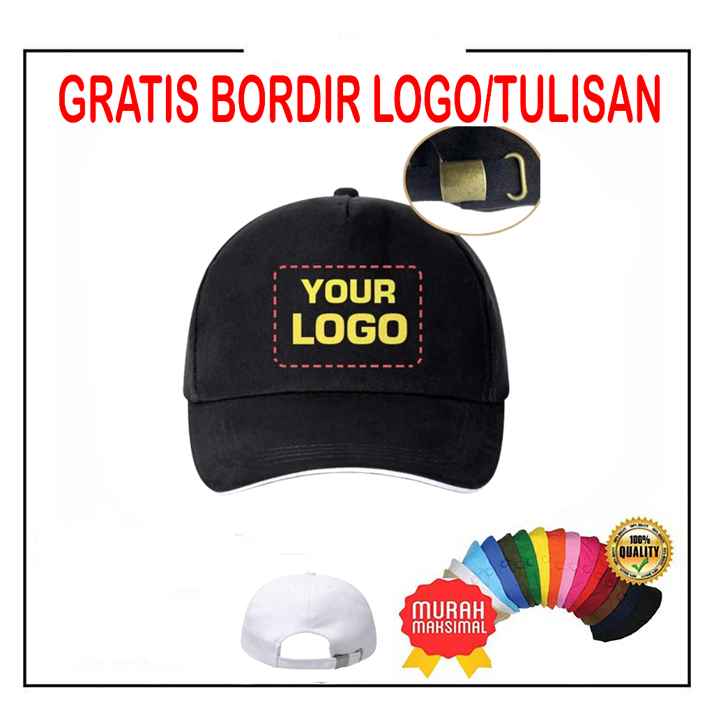TOPI CUSTOM BORDIR LOGO TULISAN TOPI BISBOL TEKUK DEWASA REQUEST SATUAN BAHAN RAPEL TEBAL