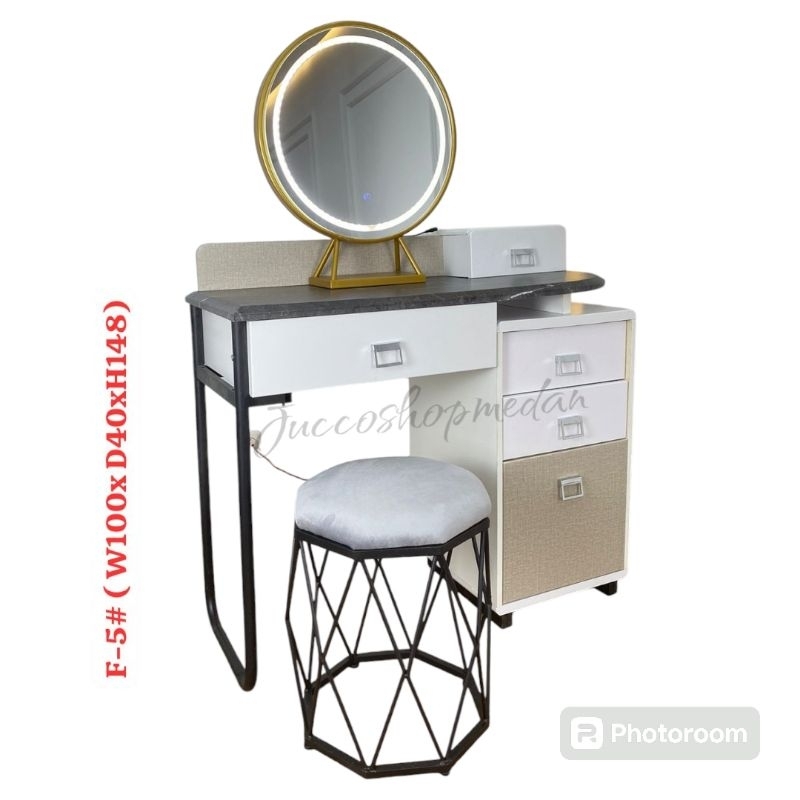Meja Rias Minimalis Cermin LED - meja Rias Kekinian - Meja Rias Import Vintage - Medan Juccoshop