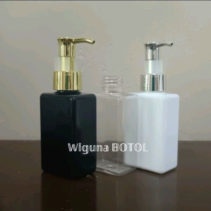 Botol Pump 100ml Kotak / Botol PET 100ml Kotak Tutup Pump Clip Oil