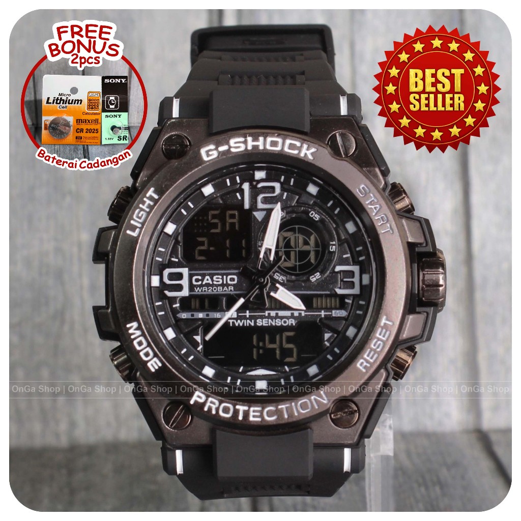 Jam Casio G Shock G-Steel GST8600 Black White Grade Original Digital Analog Jam Pria List Putih