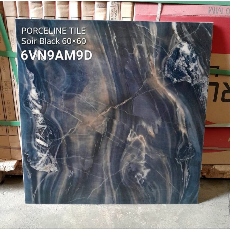 Granit/Keramik Lantai/Dinding 80x80 Soir Black Glazed Polished By PORCELAIN GARUDA