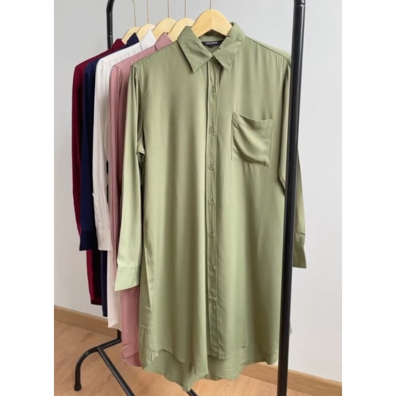 Nurama tunik/ kemeja tunik/ tunik rayon (putih)