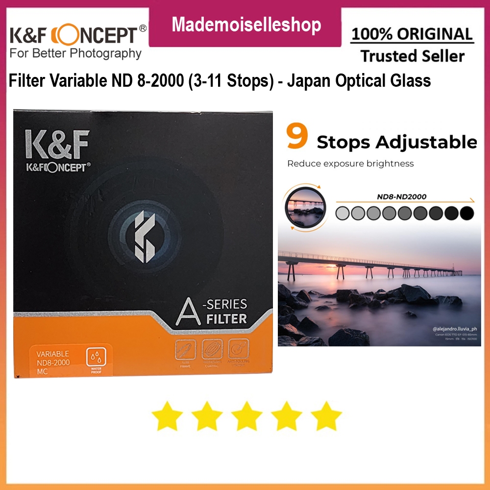KNF CONCEPT Filter Variable ND 8-2000 A Series Nano Coating - 55mm - for Canon Nikon Sony Fujifilm D