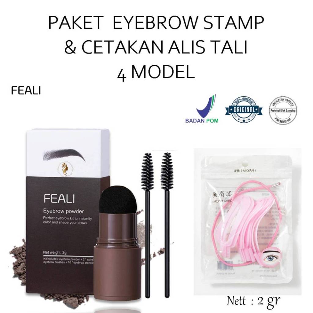 Paket Feali Eyebrow Stamp Powder dan Cetakan Alis Tali 4 in 1