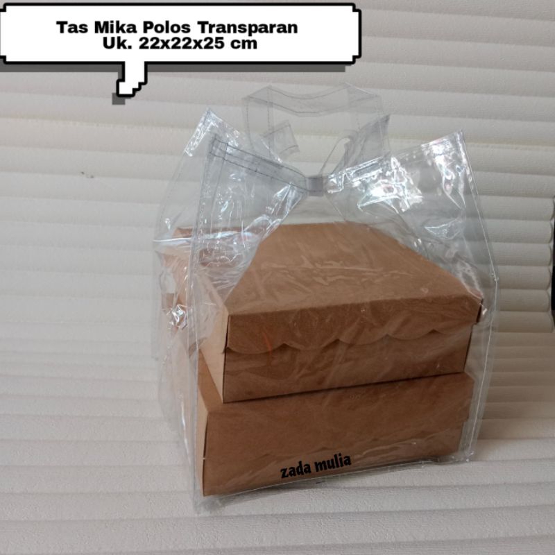 

1pcs Tas Hajatan Mika Polos Transparan Uk. 22x22x25 cm Tas ulang tahun Souvenir Hampers