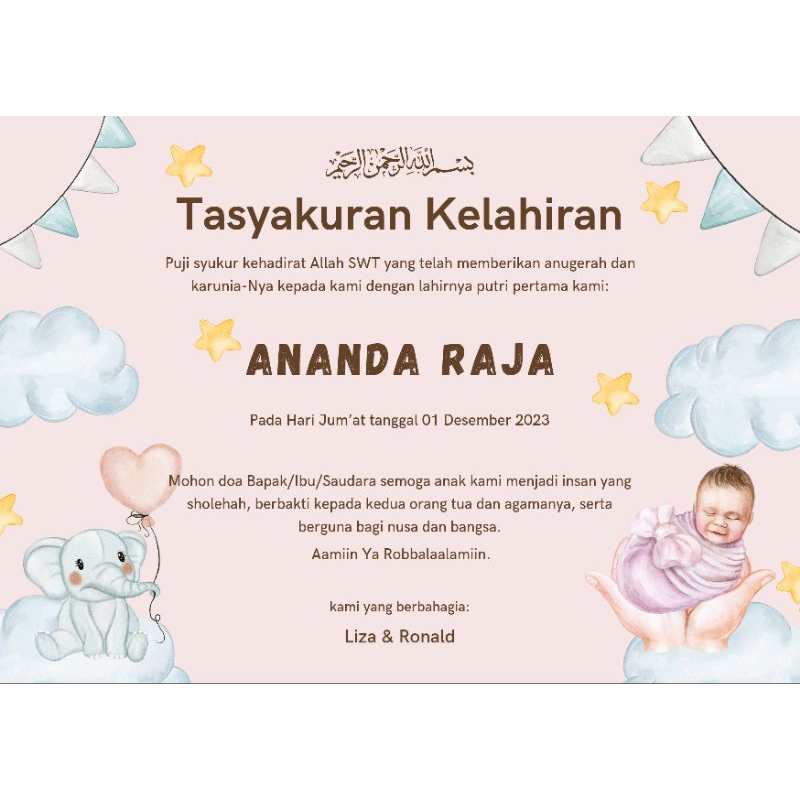 KARTU UCAPAN AQIQAH | STIKER UCAPAN AQIQAH | STIKER BINGKISAN AQIQAH