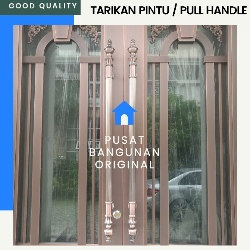 HANDLE PINTU KUPU TARIKAN GAGANG PINTU UTAMA KUNINGAN ROSEGOLD 80 CM BERTU