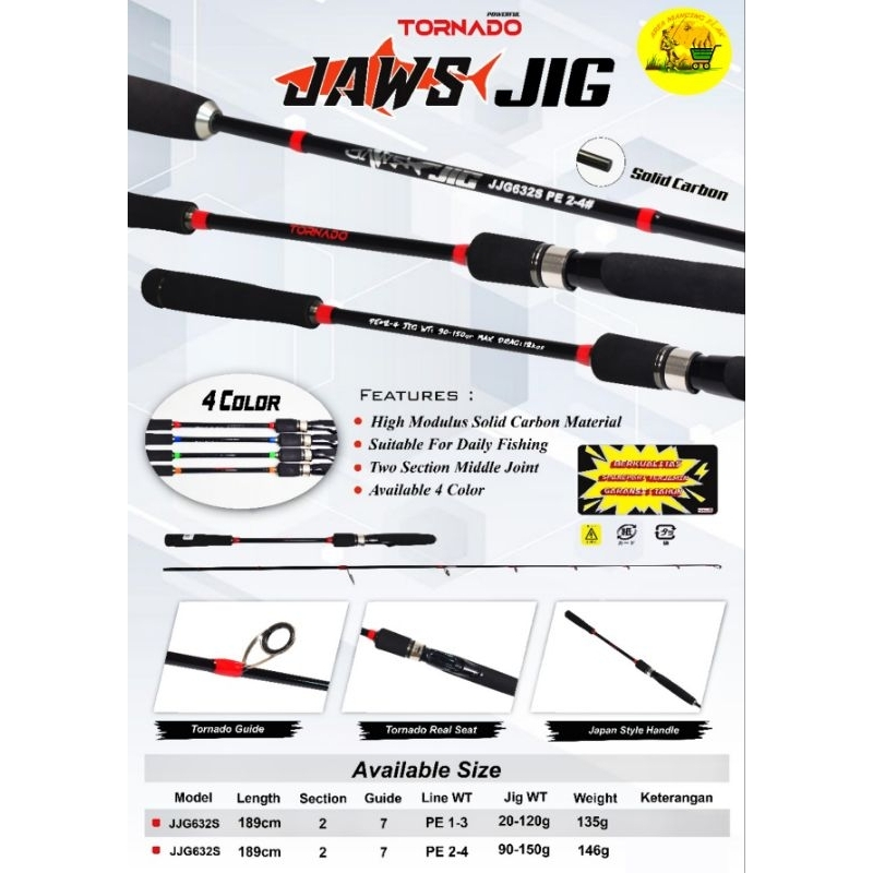 Joran TORNADO JAWS JIG 632 Light Jigging Solid Carbon