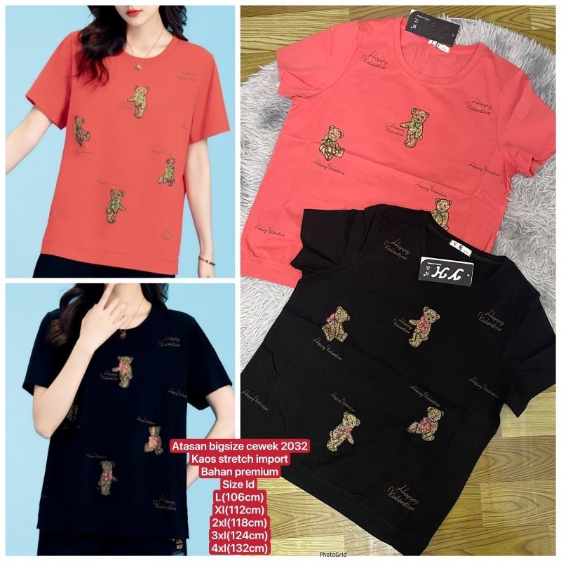 Kaos Atasan Wanita bear Street jumbo 2032