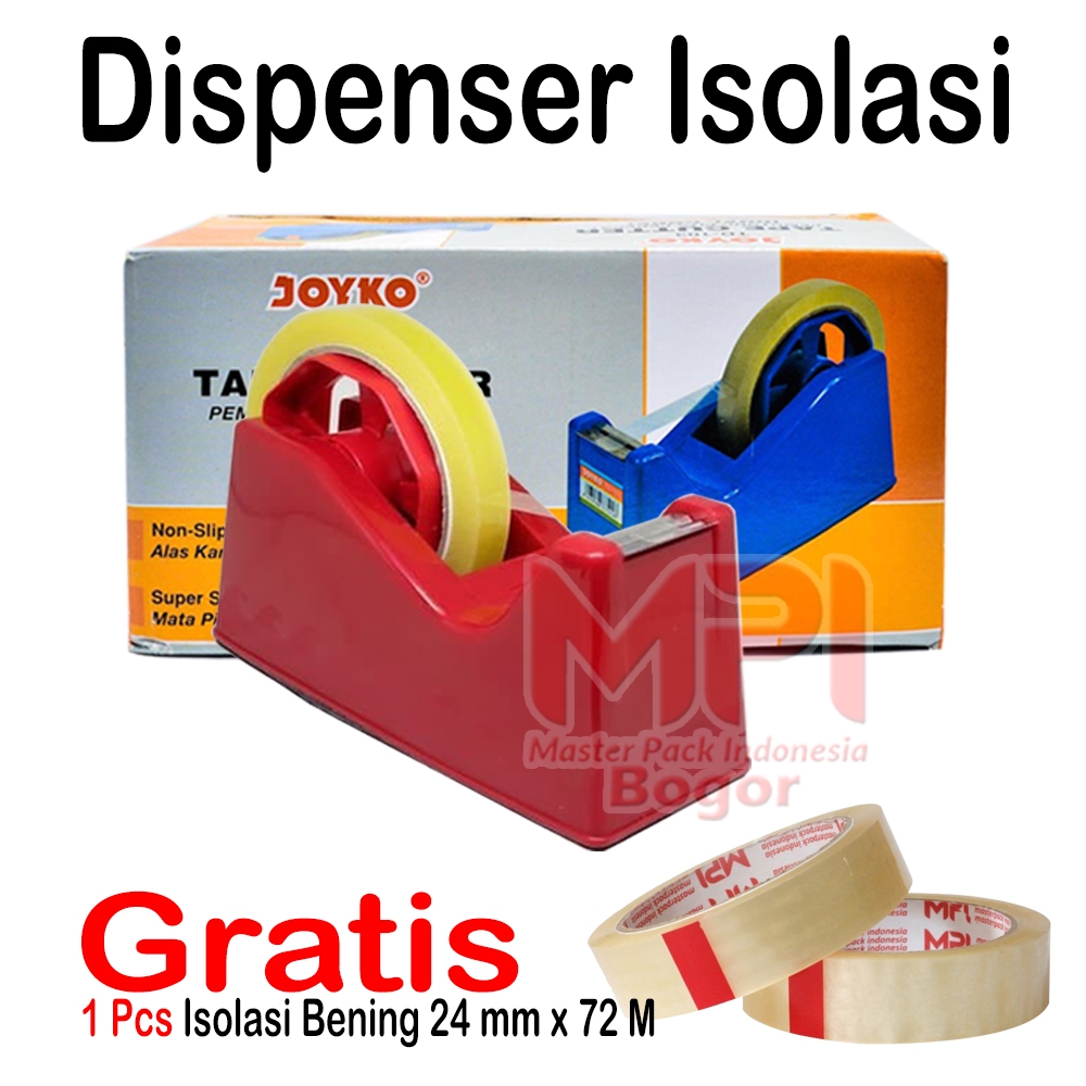 Dispenser Lakban Isolasi Mini - Dispenser Joyko Tape Isolasi - Gratis 1 Pcs Isolasi Bening 24 mm