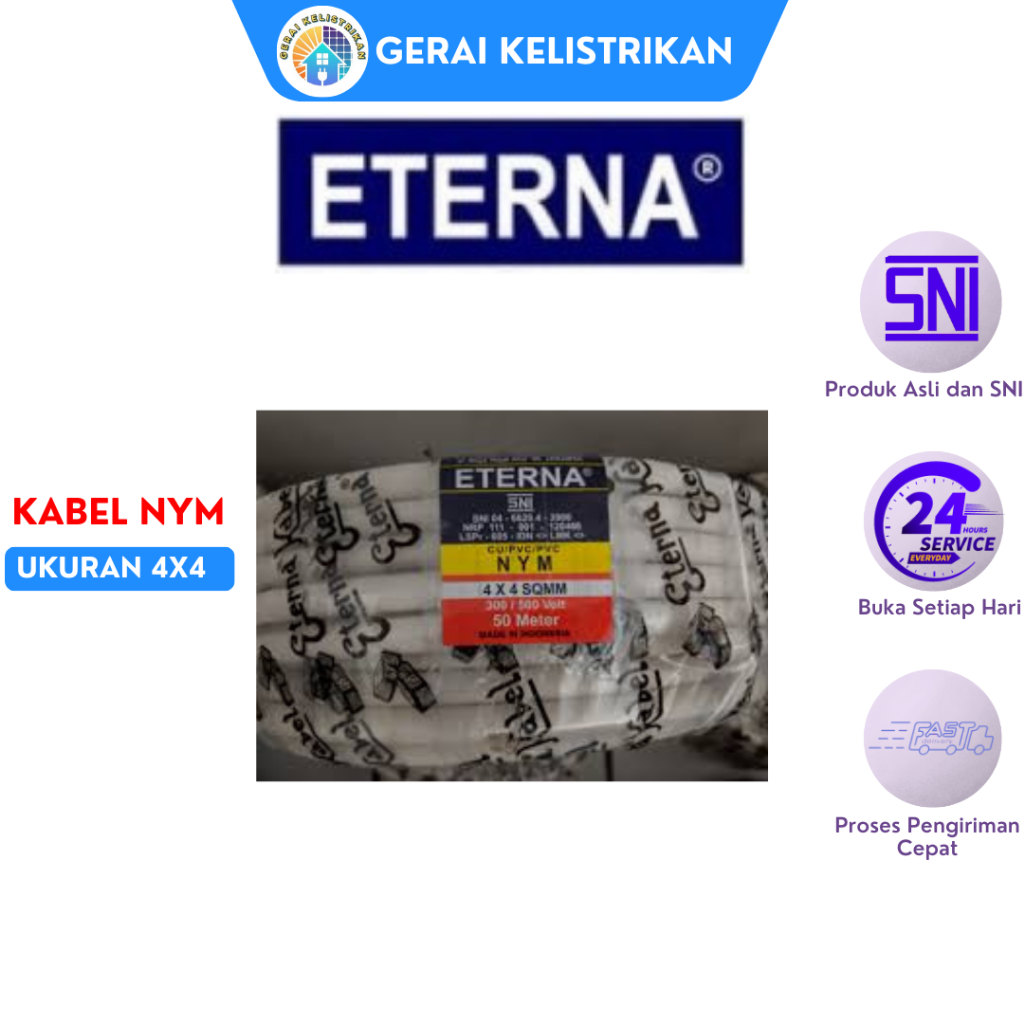 Kabel NYM 4x4 ETERNA Kabel LIstrik Kawat Tembaga