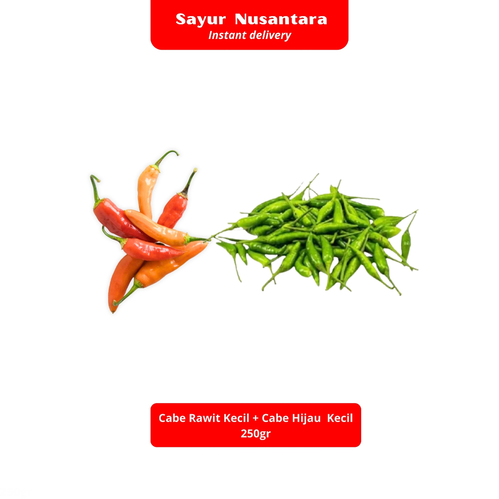 

Cabe rawit Kecil + Cabe Hijau Kecil 250gr -Sayur Nusantara