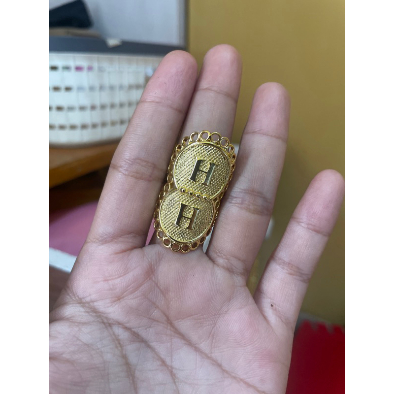 Cincin Koin  H 1 Suku Lapis Emas 24K Gold