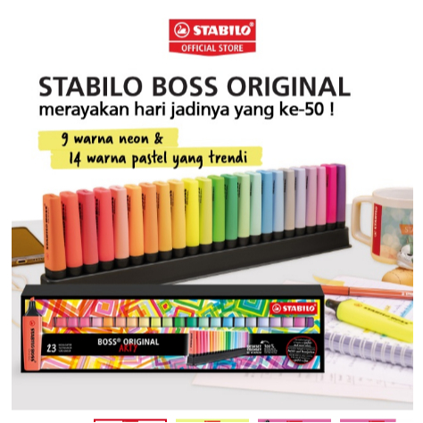 

STABILO BOSS ORIGINAL Deskset 23's, Best Seller Set of 5 & 6 Free Pen 68 Highlighter Marker Spidol Warna Warni Pastel Neon