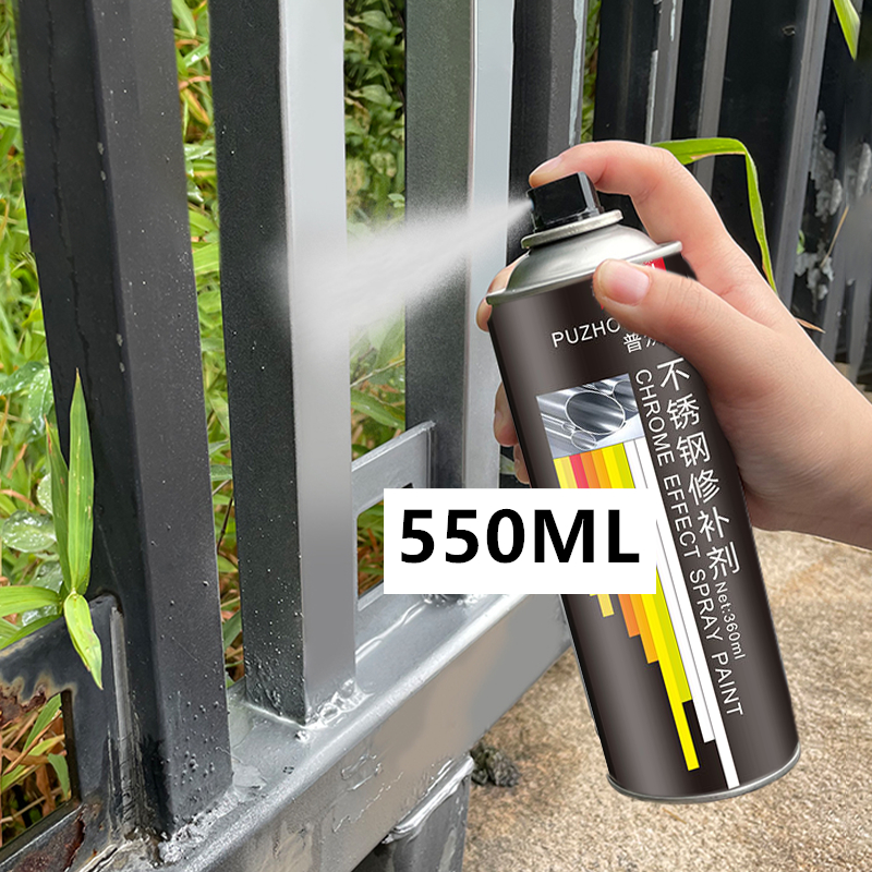 550ml Cat Semprot Chrome Warna Chrome Krum Cat Logam Mobil Stainless Steel Cat Semprot Chrome Anti K