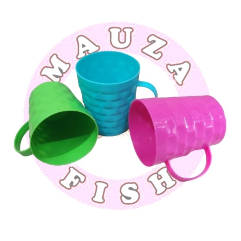 Gelas  plastik gagang model anyam / gelas minum plastik / gelas kopi plastik / gelas minum gagang/ g