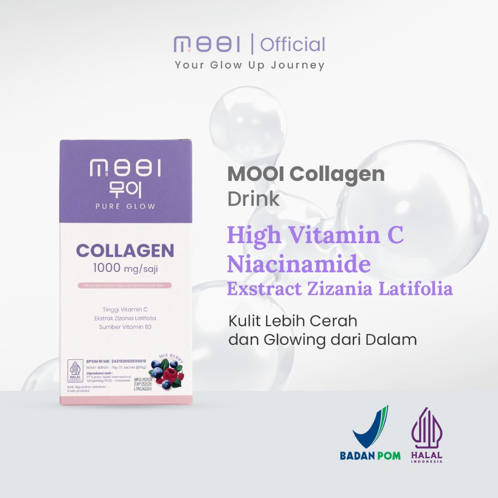 SKINHELLO - MOOI Pure Glow Collagen Drink with Zizania latifolia Extract - Minuman kolagen Glutathio