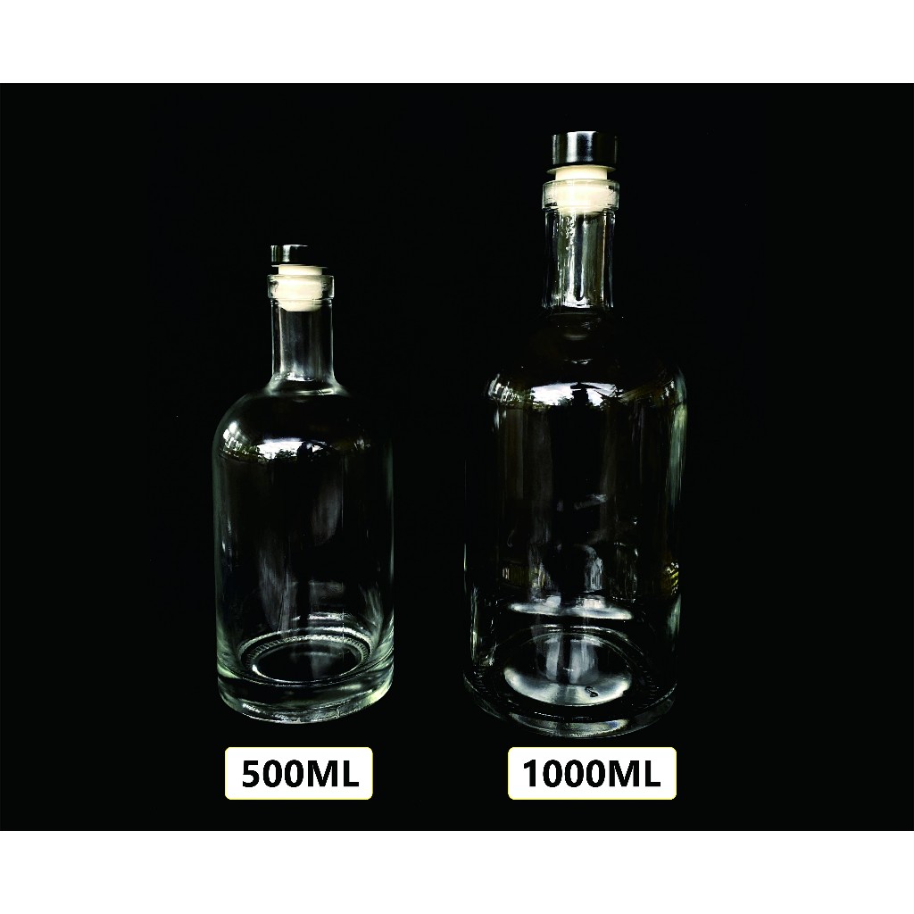 BOTOL KACA 100% botol baru / Botol Liquor Plus Tutup 500ml dan 1000ml