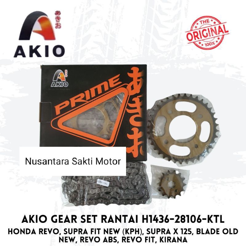 Original Akio Prime Gear gir Set baja KTL supra fit new revo 110 absolute blade kharisma x 125 kph  