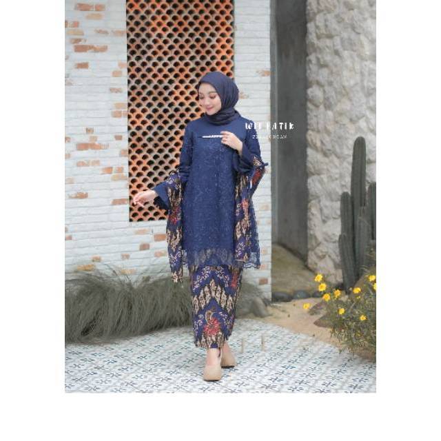 ADA JUMBO / NADIA SET KEBAYA BROKAT MODEL TUNIK TERBARU LAPIS SATIN PREMIUM KOMBINASI PAYET MUTIARA 