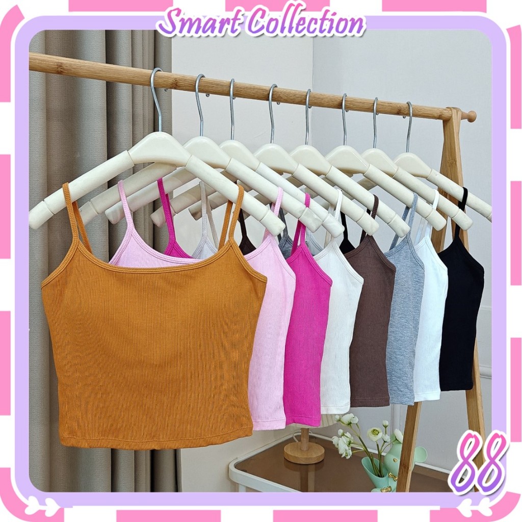 SC BR1753 Baju Atasan Wanita TanktopTali Singlet Fashion Motif Polos Tanpa Kawat Sexy Wanita