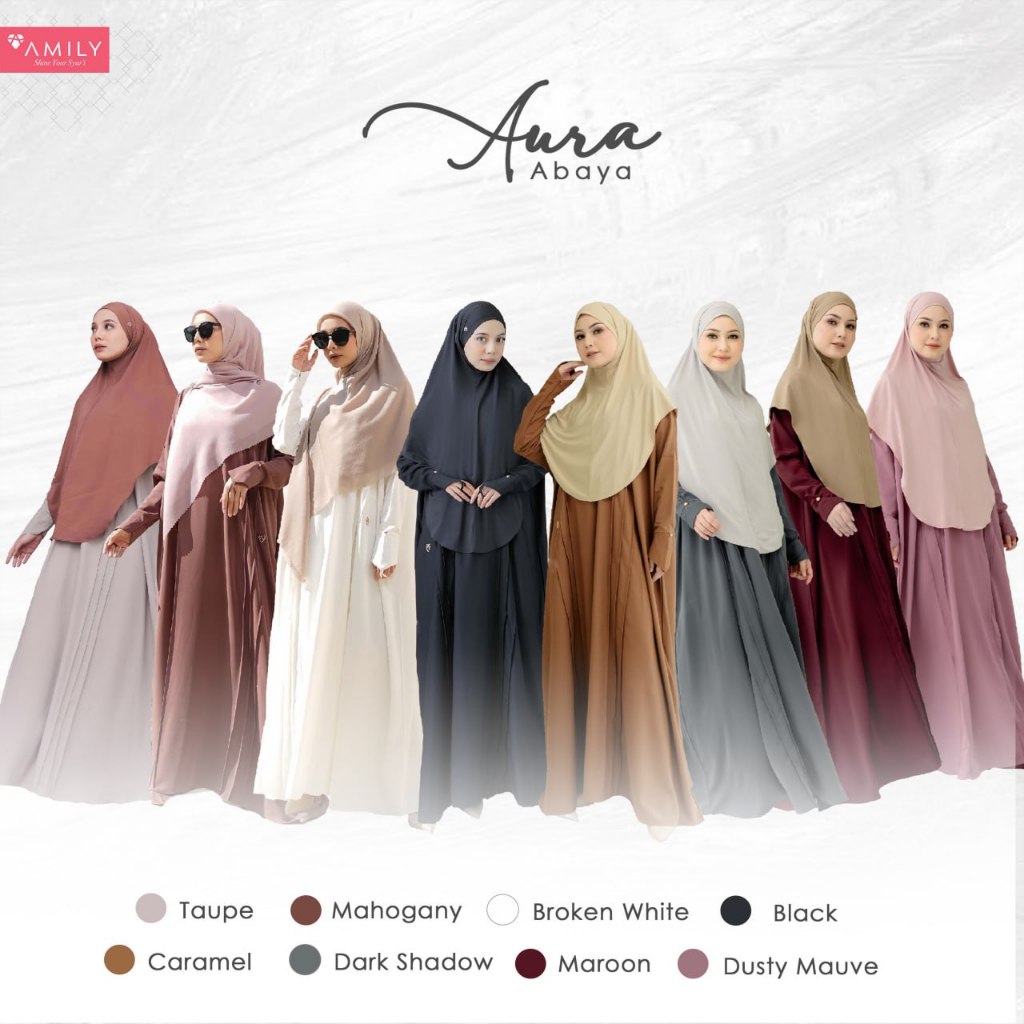 AMILY HIJAB - AURA ABAYA GAMIS SYARI CANTIK DRESS JUMBO MEWAH POLOS BAJU SELENA IMPORT PREMIUM BUSUI