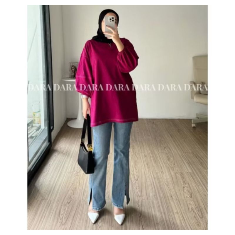 ATASAN KAOS OVERSIZE LENGAN BALON ORI DARA NEW COLLECTION UK JUMBO MUAT
