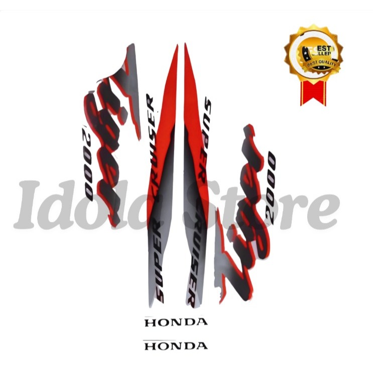 Striping Sticker Tiger 2000 Merah Silver Motor Stiker Sticker Striping Standart Ori Tiger 2000
