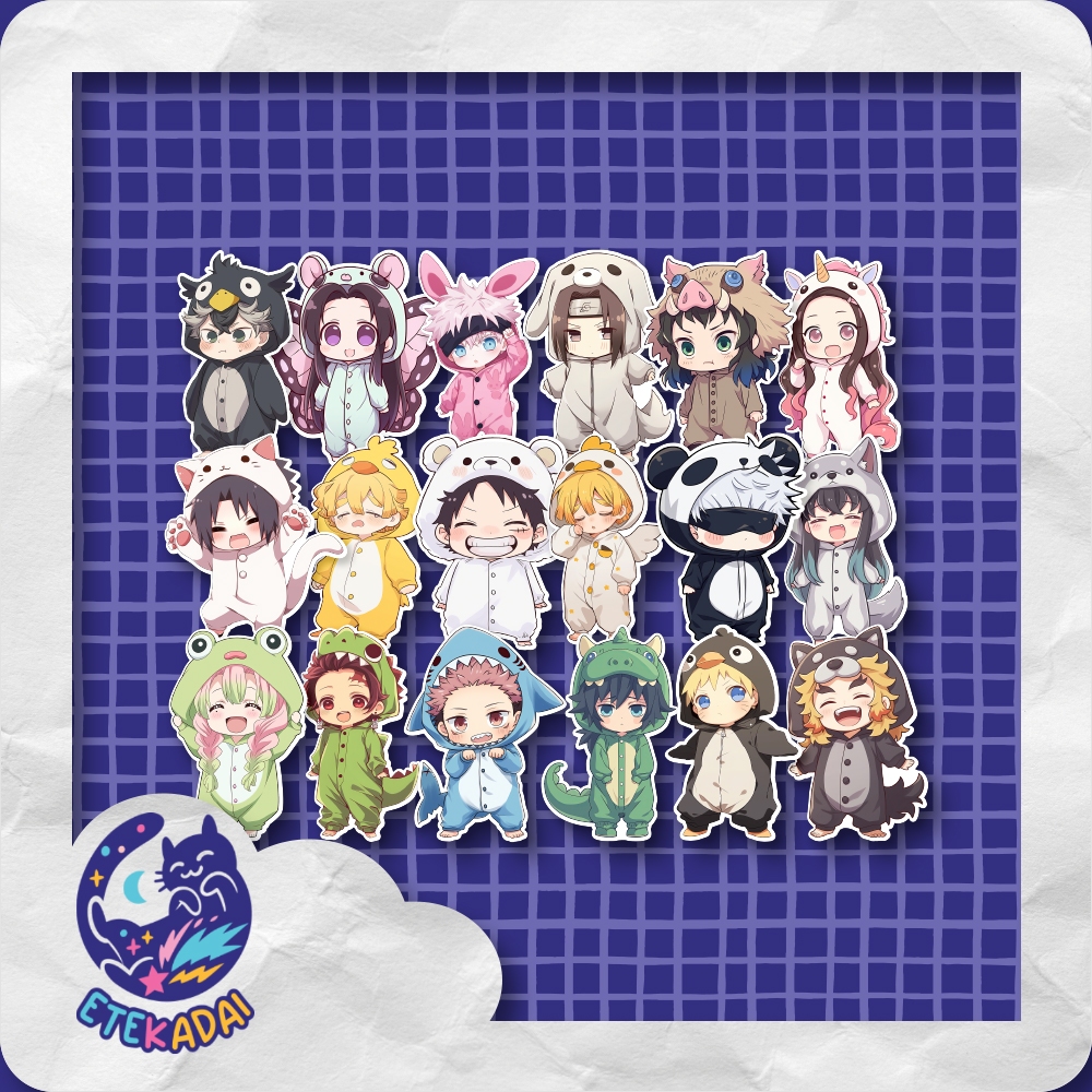 

STIKER PACK BESAR ANIME PAJAMA PARTY 18 pcs LAPTOP AKSESORIS HP ANTI AIR