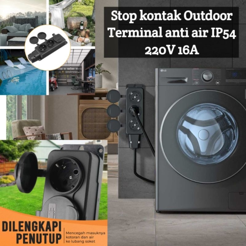 Stopkontak Outdoor Terminal Anti Air IP54 16A 250V EU steker soket kontak listrik colokan  outdoor