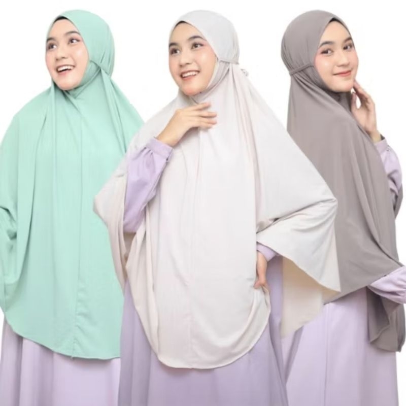 Jilbab tali Khimar Instan Syari Bergo Jumbo tali Non Pet Jersey Premium Aisyah