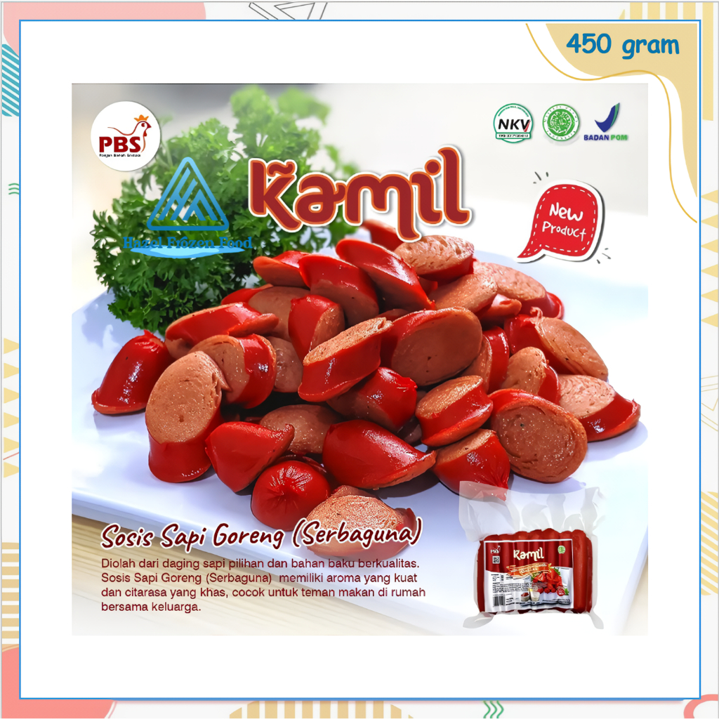 

Kamil Sosis Daging Sapi Serbaguna 450 g Frozen Food Karawang