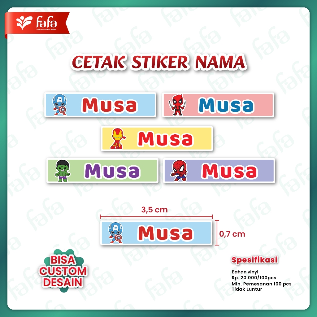 

Stiker nama pensil pencil ukuran kecil bisa ditempel di peralatan sekolah atau kantor