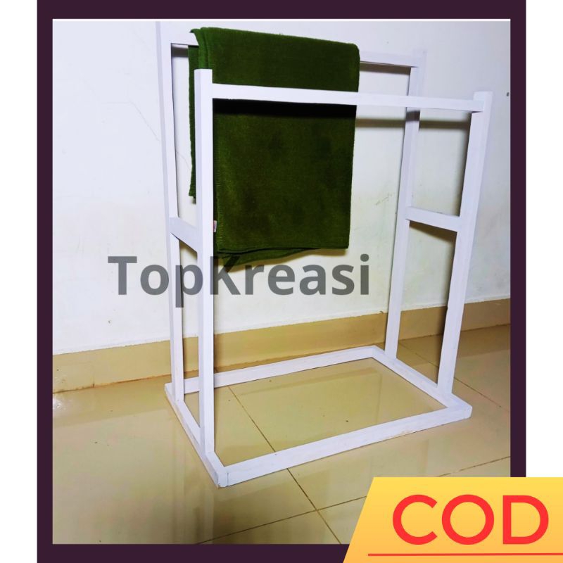 Rak Gantungan Handuk Sejadah Minimalis Estetik Kayu / Jemuran Tempat Handuk Aesthetic Murah