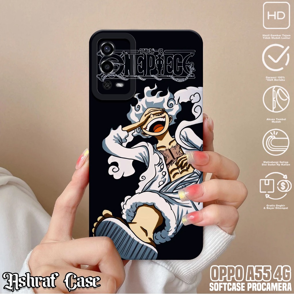 Case OPPO A55 4G - Casing Hp OPPO A55 4G Motif Lufy Gear 5 - Softcase Hp OPPO A55 4G - Silikon Hp OP